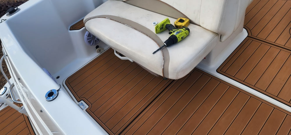 2002 Glastron 249 Cockpit Pad Boat EVA Floor Foam Faux Teak Deck Floor Mat SeaDek Gatorstep Style Self Adhesive
