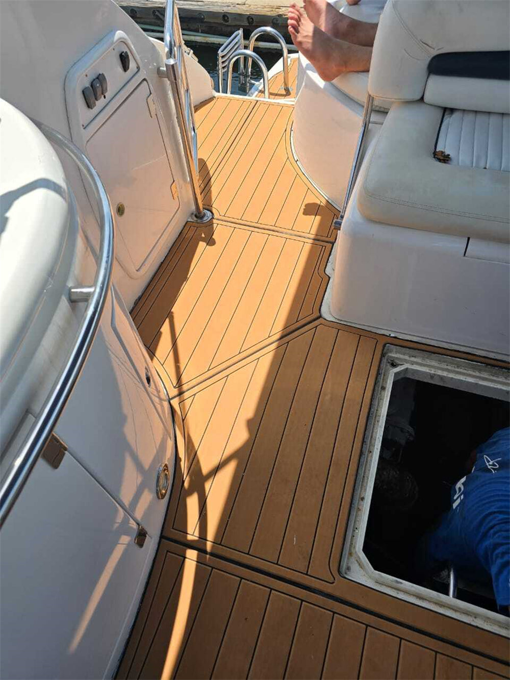 2003 Sunseeker Portofino 46 Swim Platform Cockpit Pad Boat EVA Foam Teak Deck Flooring Mat SeaDek MarineMat Gatorstep Style
