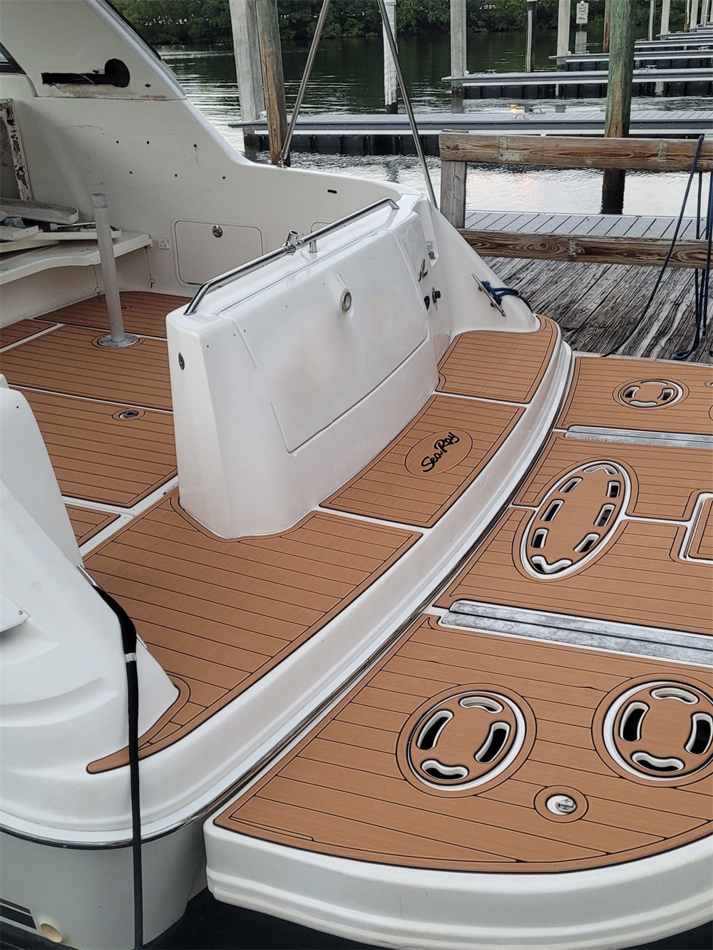 1998 Sea Ray Sundancer 370 Swim Platform Cockpit Pad Boat EVA Teak Flooring Mat