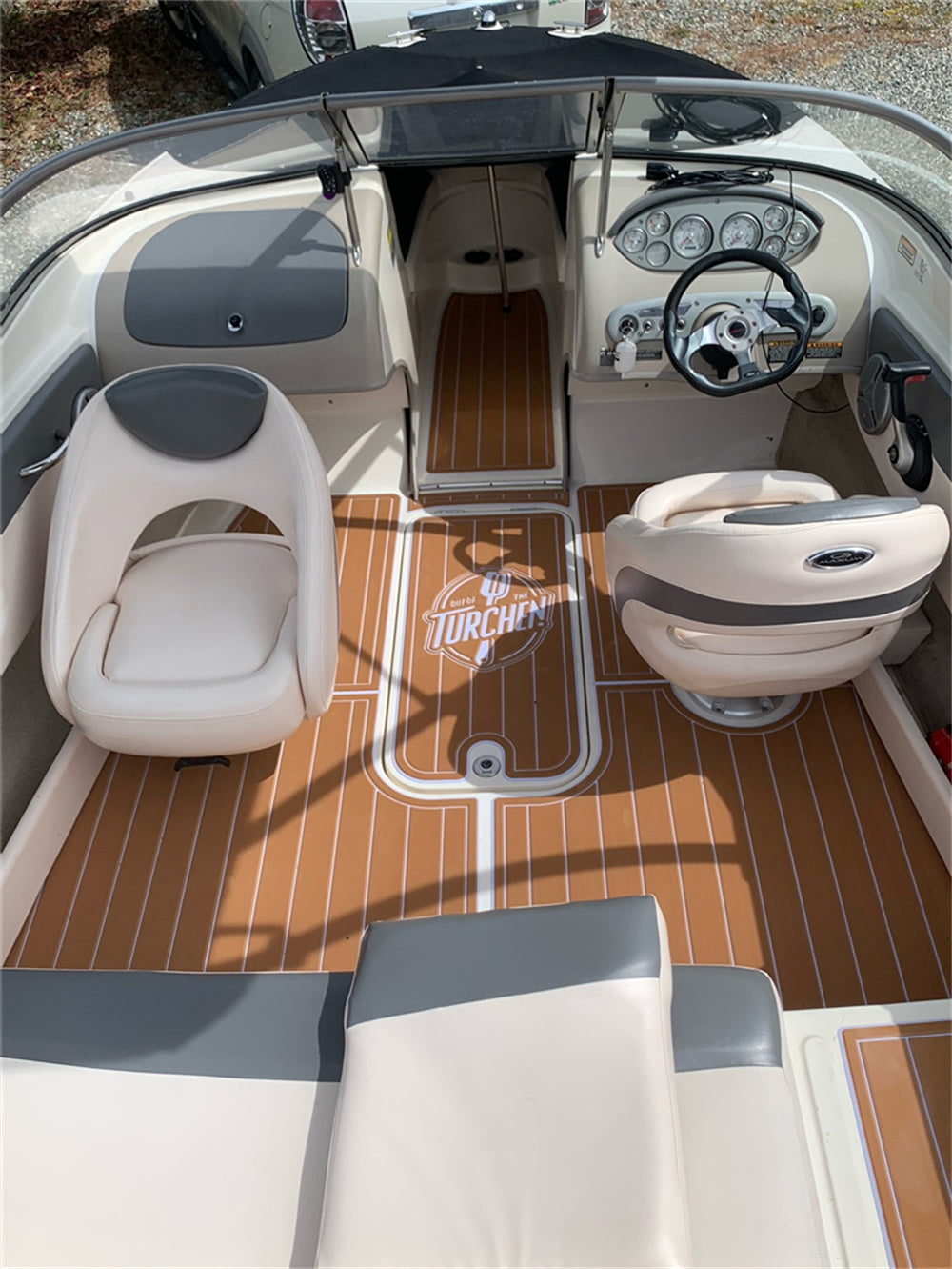 2008 Maxum 1900 SR3 Swim Platform Cockpit Boat EVA Faux Teak Floor Mat Seadek MarineMat Gatorstep Style Self Adhesive
