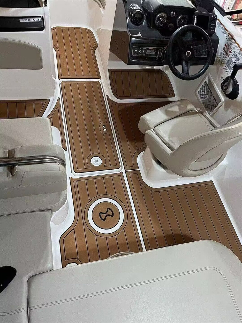 2019 Bayliner VR5 Swim Platform Cockpit Floor Boat EVA Foam Faux Teak Deck Flooring Pad Mat SeaDek MarineMat Style Self Adhesive