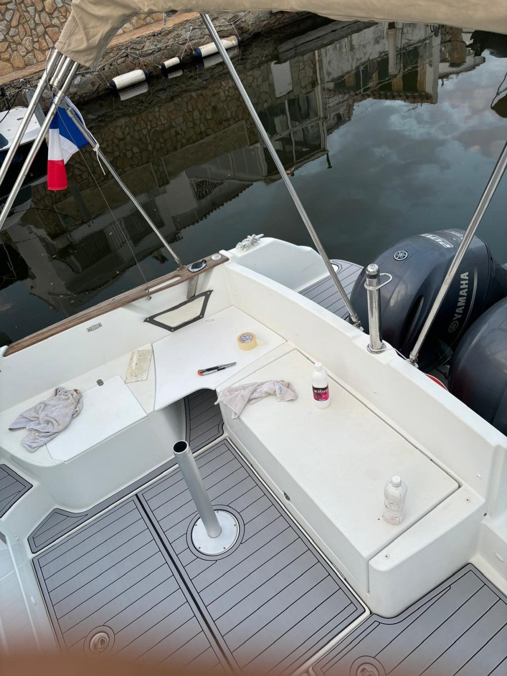 2011 Jeanneau Cap Camarat 8.5 WA Swim Platform Cockpit Pad Boat EVA Teak Floor SeaDek MarineMat Gatorstep Style Self Adhesive