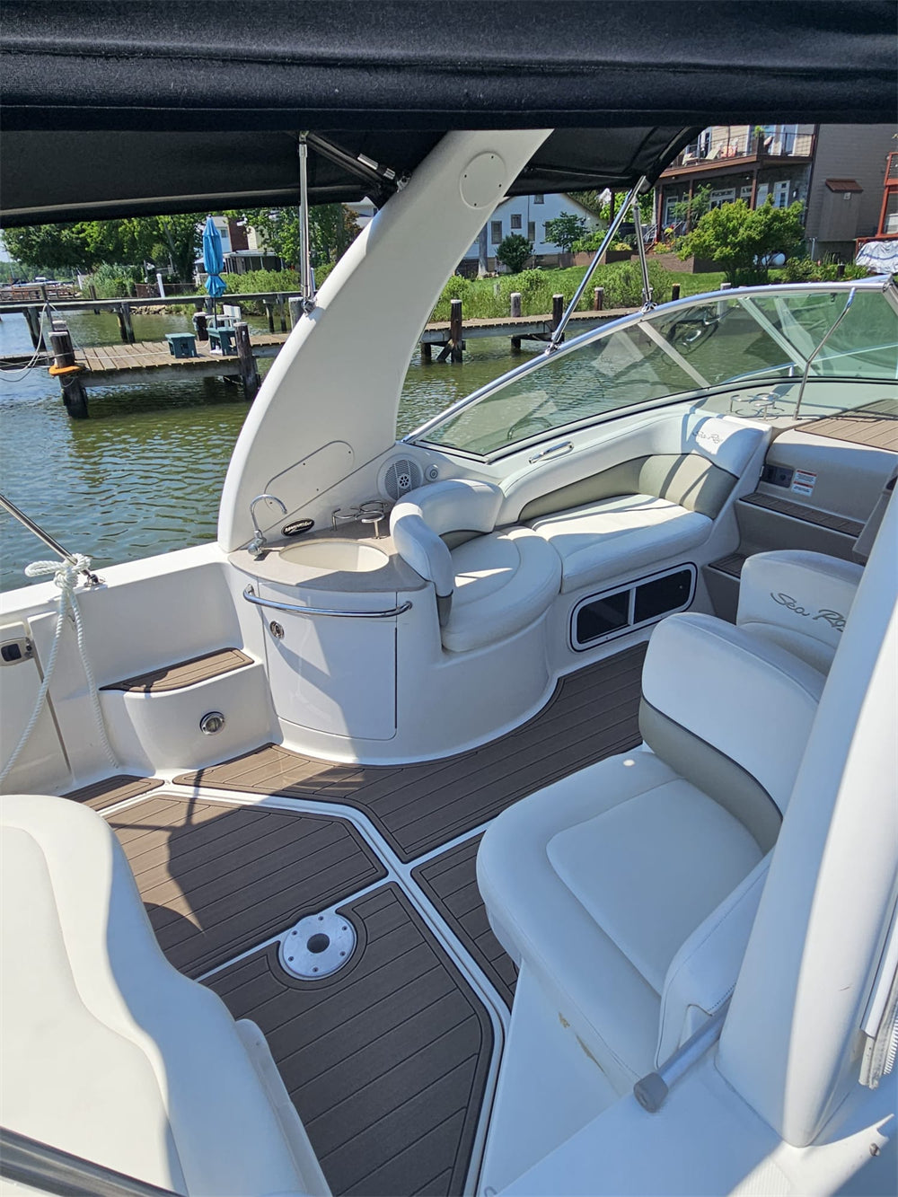 2007 Sea Ray 260 Sundancer Swim Platform Cockpit Bow Pad Boat EVA Foam Faux Teak Deck Floor Mat SeaDek MarineMat Gatorstep Style Self Adhesive
