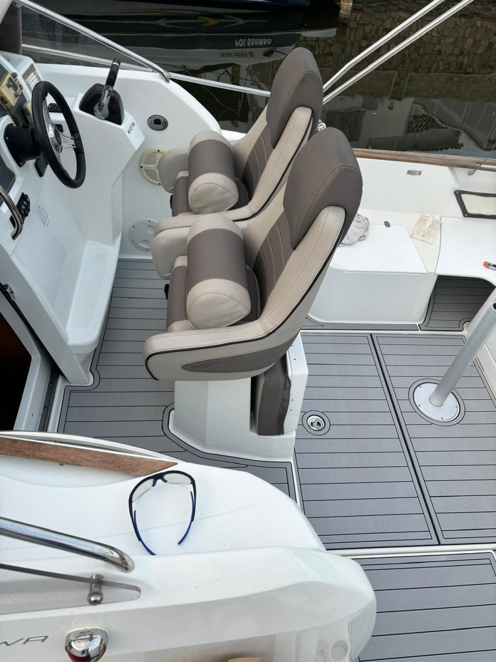 2011 Jeanneau Cap Camarat 8.5 WA Swim Platform Cockpit Pad Boat EVA Teak Floor SeaDek MarineMat Gatorstep Style Self Adhesive