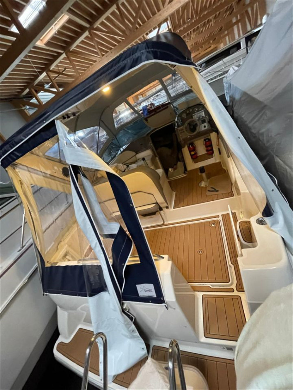 1999 Bayliner 2855 Swim Platform Cockpit Boat EVA Foam Faux Teak Deck Floor Pad Mat SeaDek MarineMat Gatorstep Style Self Adhesive