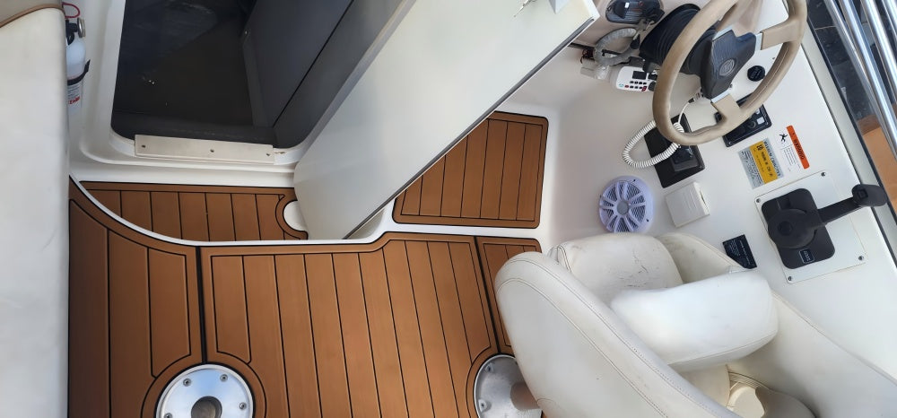 2002 Glastron 249 Cockpit Pad Boat EVA Floor Foam Faux Teak Deck Floor Mat SeaDek Gatorstep Style Self Adhesive