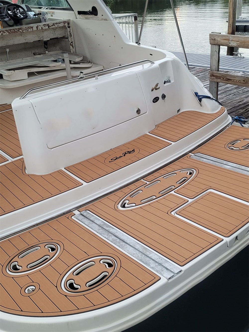 1998 Sea Ray Sundancer 370 Swim Platform Cockpit Pad Boat EVA Teak Flooring Mat