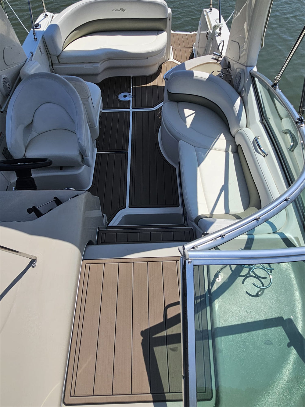 2007 Sea Ray 260 Sundancer Swim Platform Cockpit Bow Pad Boat EVA Foam Faux Teak Deck Floor Mat SeaDek MarineMat Gatorstep Style Self Adhesive