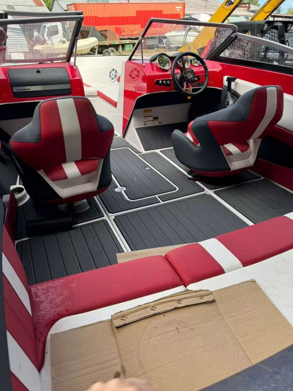 2013 Glastron GT205 Swim Platform Cockpit Pad Boat EVA Foam Faux Teak Deck Floor Mat SeaDek MarineMat Gatorstep Style Self Adhesive