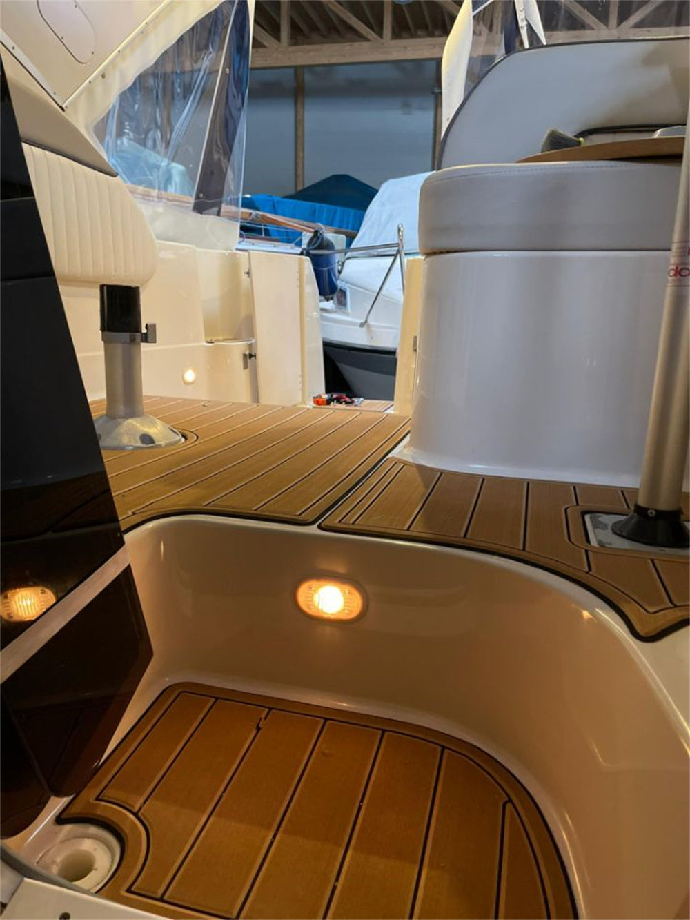 1999 Bayliner 2855 Swim Platform Cockpit Boat EVA Foam Faux Teak Deck Floor Pad Mat SeaDek MarineMat Gatorstep Style Self Adhesive