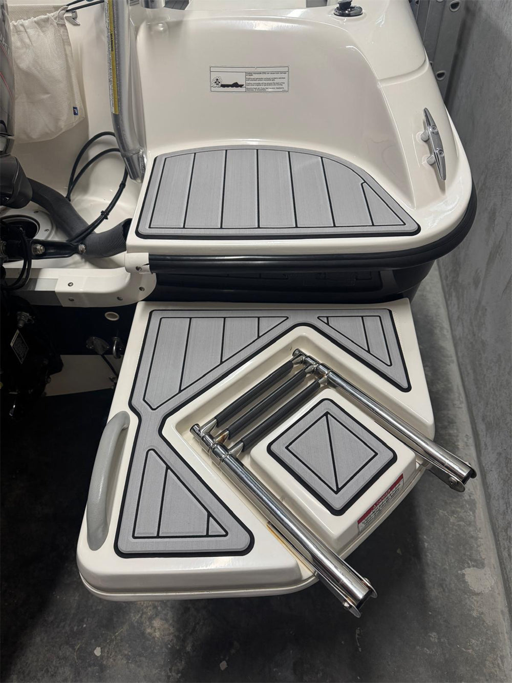2016 Bayliner Element XL Swim Platform Cockpit Boat Pad EVA Foam Faux Teak Deck Floor Mat SeaDek MarineMat Gatorstep Style Self Adhesive