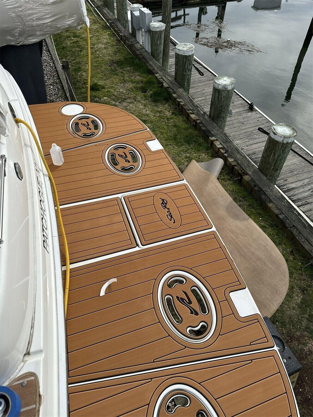 1999-2004 Sea Ray Sundancer 380 Swim Platform Cockpit Pad Boat EVA Teak Floor SeaDek MarineMat Gatorstep Style Self Adhesive