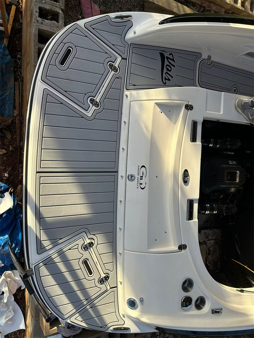 2009 Rinker Cuddy Captiva 246CC Swim Platform Cockpit Bow Pad Boat EVA Foam Faux Teak Floor Mat SeaDek Marine Mat Gatorstep