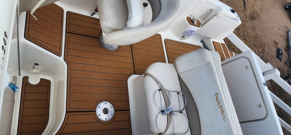 2002 Glastron 249 Cockpit Pad Boat EVA Floor Foam Faux Teak Deck Floor Mat SeaDek Gatorstep Style Self Adhesive