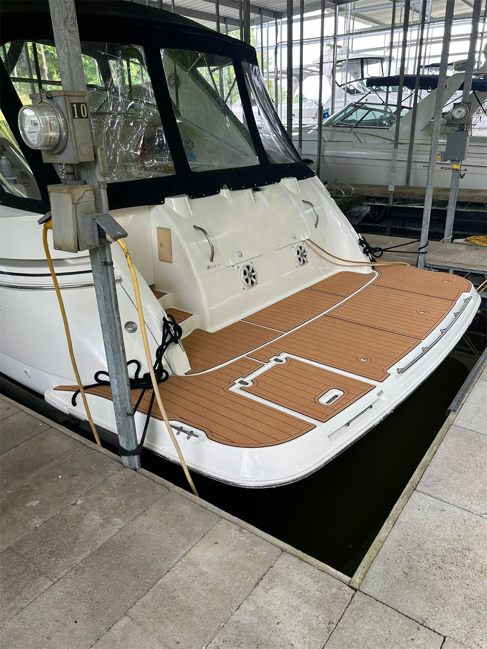 1998-2002 Cruisers Yachts 3870 Swim Platform Cockpit Pad Boat EVA Teak Floor Mat SeaDek MarineMat Gatorstep Style Self Adhesive