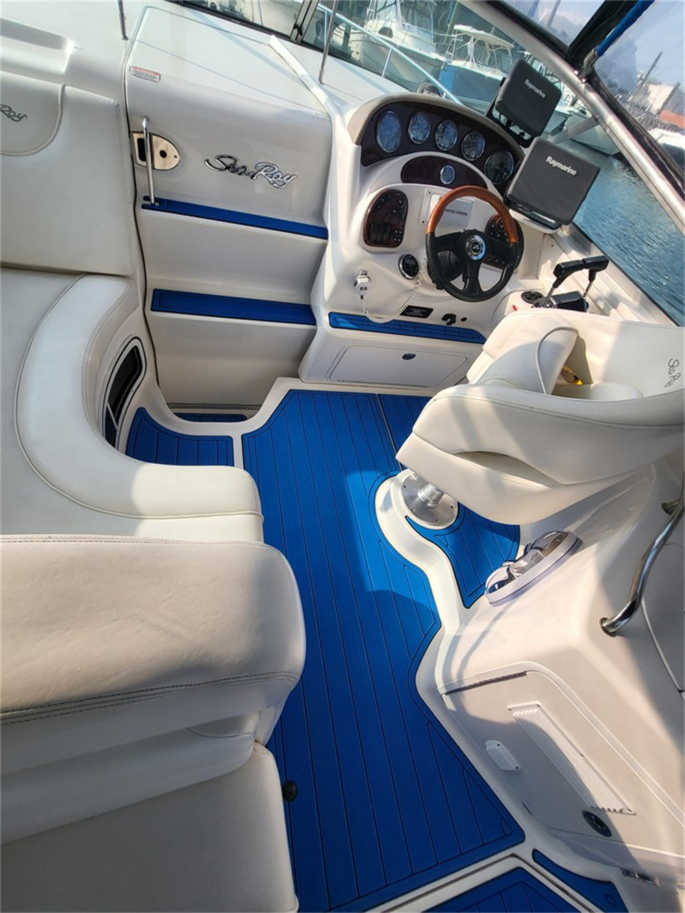2008 Sea Ray 280 Sundancer Cabin Pad Boat EVA Foam Faux Teak Floor Mat SeaDek MarineMat Gatorstep Style Self Adhesive