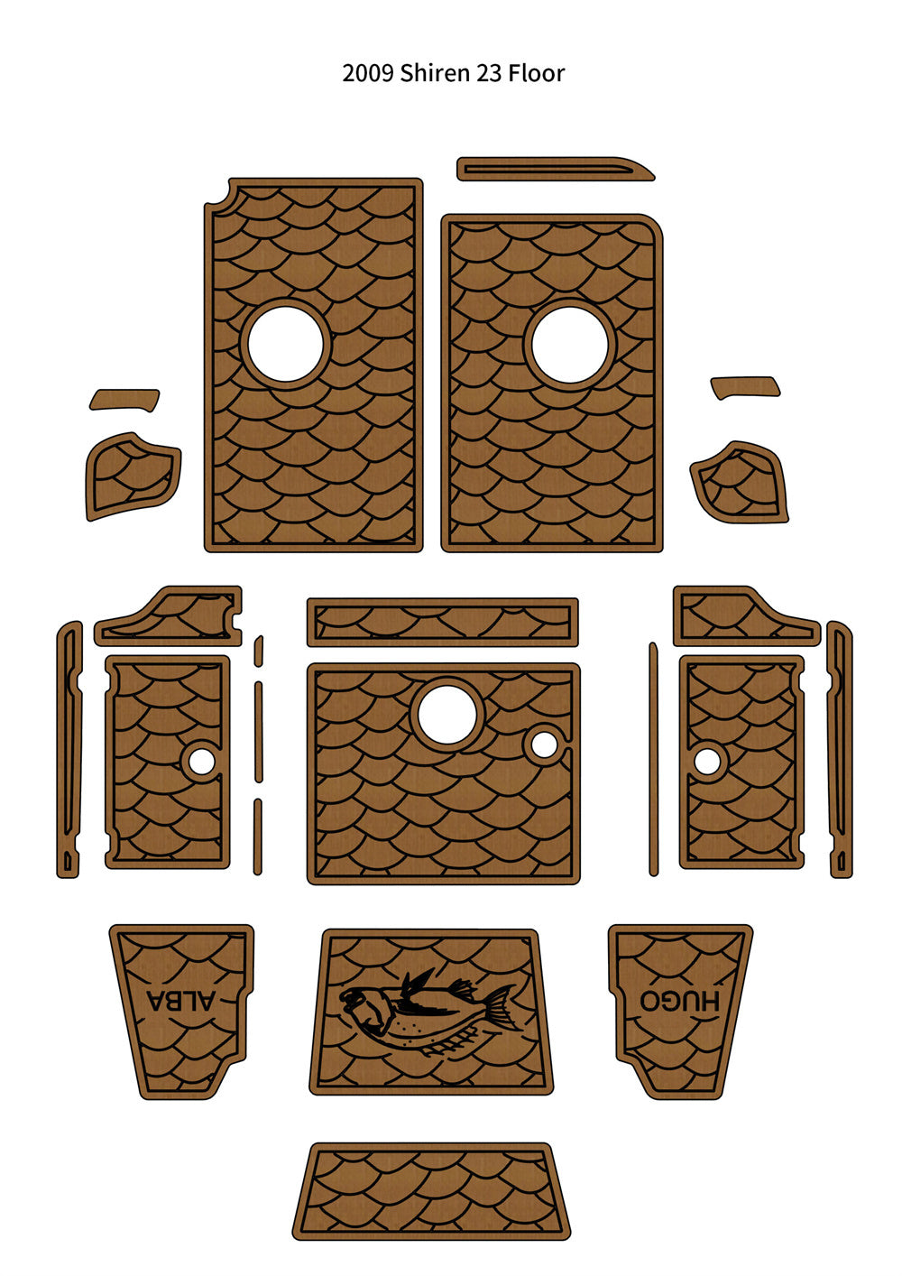 2009 Shiren 23 Cockpit Floor Mat Boat EVA Foam Foam Teak Deck Floor Pad Flooring